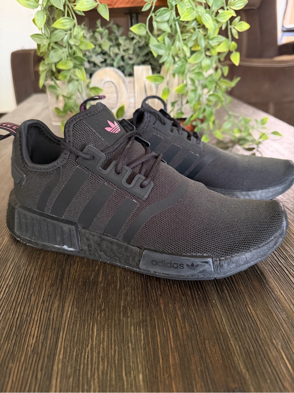 adidas Black NMD R1 with Pink Trefoil Detail